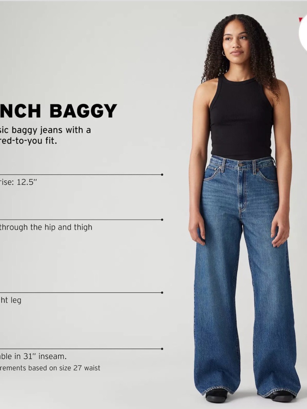 Levi's Cinch Baggy Womens Adjustable Lightweight Jeans Blue Denim Size 25 - Picture 6 of 16
